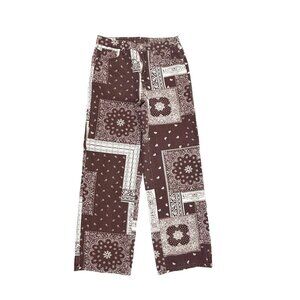 Shein Wide Leg Womens size 6 Brown‎ Paisley Pattern Denim Jeans